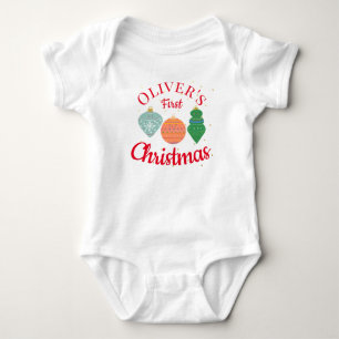 Custom Cute Kawaii Ornament Baby First Christmas Bodysuit