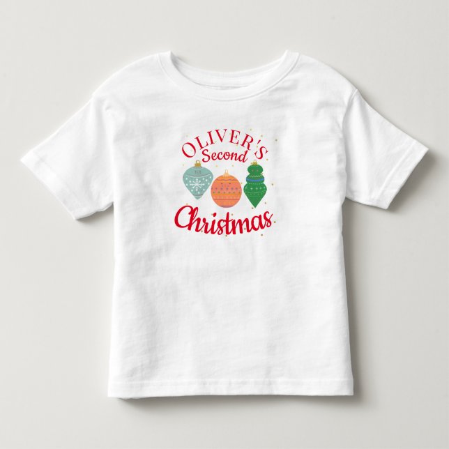 Custom Cute Kawaii Ornament Second Christmas   Toddler T-shirt (Front)