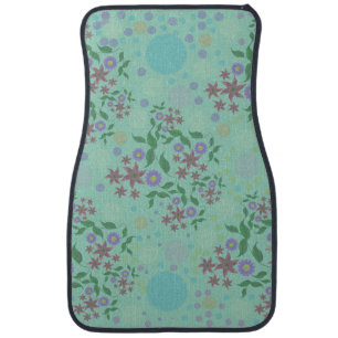 Custom Cute Kidcore Confetti Floral & Vine Pattern Car Floor Mat
