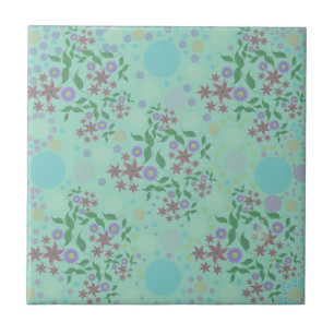 Custom Cute Kidcore Confetti Floral & Vine Pattern Ceramic Tile