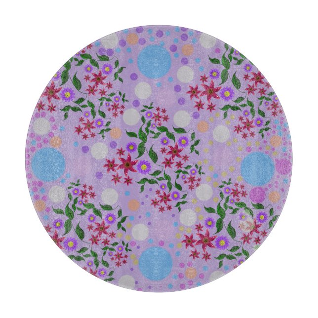 Custom Cute Kidcore Confetti Floral & Vine Pattern Cutting Board (Front)