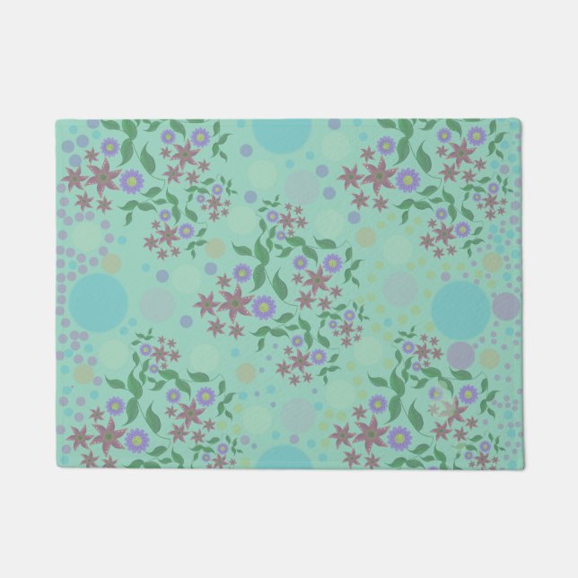 Custom Cute Kidcore Confetti Floral & Vine Pattern Doormat (Front)