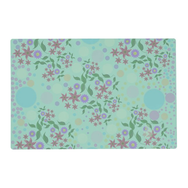 Custom Cute Kidcore Confetti Floral & Vine Pattern Placemat (Front)