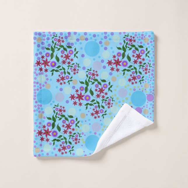 Custom Cute Kidcore Confetti Floral & Vine Pattern Wash Cloth (Wash Cloth)