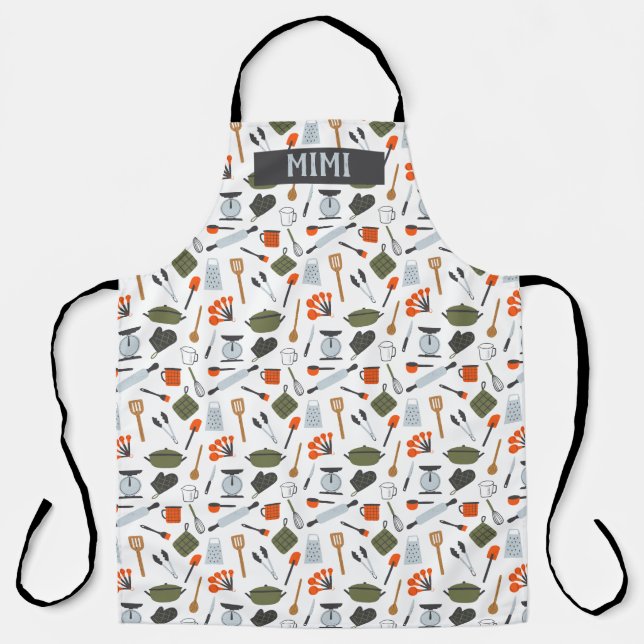Custom Cute Kitchen Elements Pattern Apron (Front)