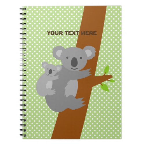 Custom cute koala bear polka dots notebook