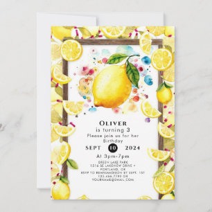 Custom Cute Lemon Birthday Invitation