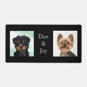 Custom Cute Little Dog Photos on Black Desk Mat