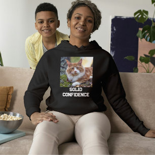 Custom Cute Maine Coon Cat On Black White Text Pet Hoodie