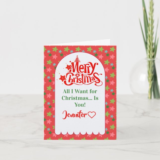 Custom Cute Merry Christmas Card for Your Wife (Front)