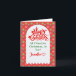 Custom Cute Merry Christmas Card for Your Wife<br><div class="desc">Want a romantic Merry Christmas card for your wife? This festive holiday greeting card is filled with love, romance, and warm Christmas wishes for the woman who makes your life complete. With a sentimental design and heartfelt holiday message, this card is the perfect way to show your wife how much...</div>