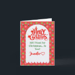 Custom Cute Merry Christmas Card for Your Wife<br><div class="desc">Want a romantic Merry Christmas card for your wife? This festive holiday greeting card is filled with love, romance, and warm Christmas wishes for the woman who makes your life complete. With a sentimental design and heartfelt holiday message, this card is the perfect way to show your wife how much...</div>