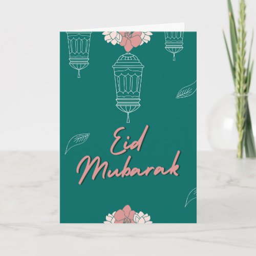 Custom Cute Modern Eid Mubarak Card For Girl