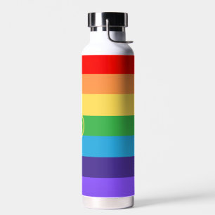 Custom Cute Modern Monogram Rainbow pride lgbt Water Bottle