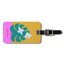 Custom cute modern palm name tropical yellow Tag