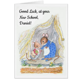 Custom Cute Mouse Good Luck New School Cards