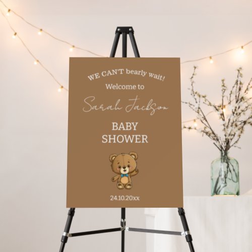 Custom Cute Neutral Teddy Bear Baby Shower Welcome Foam Board
