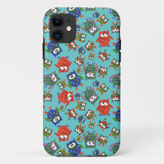 Custom Cute Owls iPhone 5 Case: Red, Blue, Green iPhone 11 Case