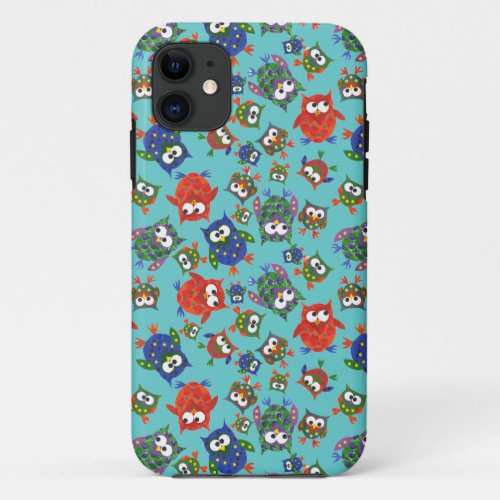 Custom Cute Owls iPhone 5 Case Red Blue Green iPhone 11 Case