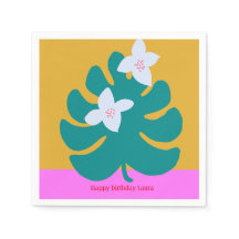 Custom cute palm name birthday modern plate napkin