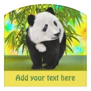 Custom Cute Panda Bear Kawaii Kids Room Door Sign