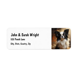 Custom Cute Papillon Dog Address Label