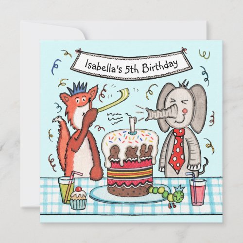 Custom Cute Party Animals Birthday Party Invite
