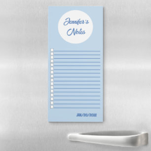 Custom Cute Pastel Blue Grocery List Magnetic Notepad