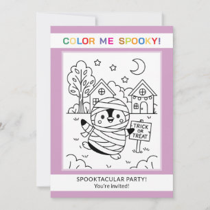 Custom Cute Penguin Halloween Coloring Invitation