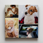 Custom Cute Pet Dog Cat Family Photo Collage Canvas Print<br><div class="desc">Make your own keepsake canvas print with this cute pet or family photo collage wall art. Customize with 4 favorite pictures of your loved ones whether they be dog,  cat,  or or the human kind :)</div>