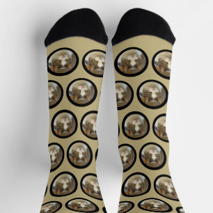 Custom Cute Pet Face Photo Sand Ecru Customized Socks