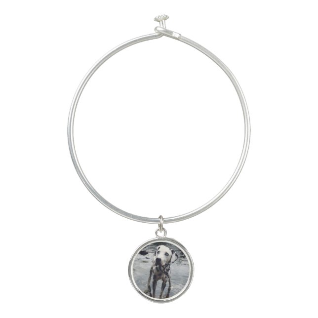 Custom Cute Pet Friend Photo Upload Dog Image Bangle Bracelet (Front)