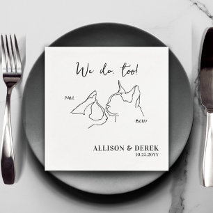Custom Cute Pet Name Minimalist Cats Pet Wedding Napkins