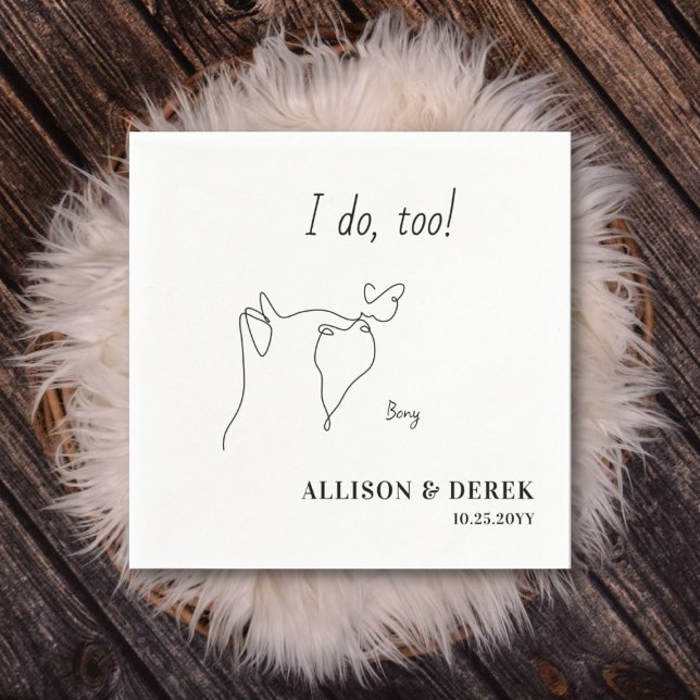 Custom Cute Pet Name Minimalist Cats Pet Wedding  Napkins (Creator Uploaded)