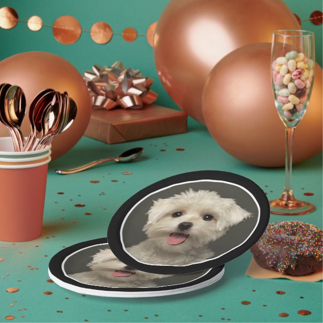 Custom Cute Pet Photo Birthday Paper Plates (Multi)