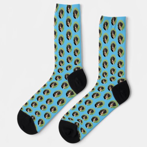 Custom Cute Pet Photo Pattern Light Blue Socks