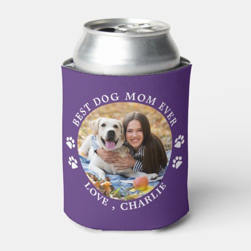 Custom Cute Pet Photo Paw Prints Best Dog Mom Ever Can Cooler