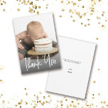 Custom Cute photo handlettering First birthday Thank You Card<br><div class="desc">Celebrate your little one’s milestone with this custom cute first birthday thank you card featuring your child’s photo and charming handlettered script typography. Personalize with your baby’s name, photo, and message to send heartfelt thanks to family and friends. The sweet and modern design is perfect for boys or girls, and...</div>