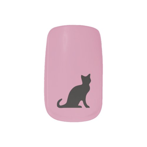 Custom cute pink and black cat lover design minx nail wraps