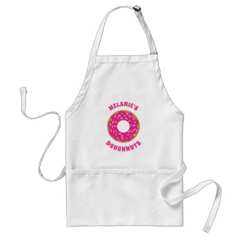 Custom Cute Pink Donut Baking Apron For Women by logotees at Zazzle