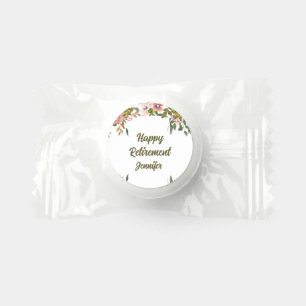 Custom Cute Pink Floral Greenery Happy Retirement  Life Saver® Mints