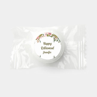 Custom Cute Pink Floral Greenery Happy Retirement Life Saver® Mints