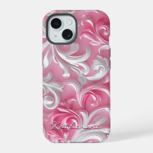 Custom Cute Pink Floral iPhone Case| Pink & White