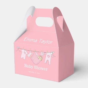 Custom Cute Pink Girl Clothesline Baby Shower  Favor Boxes