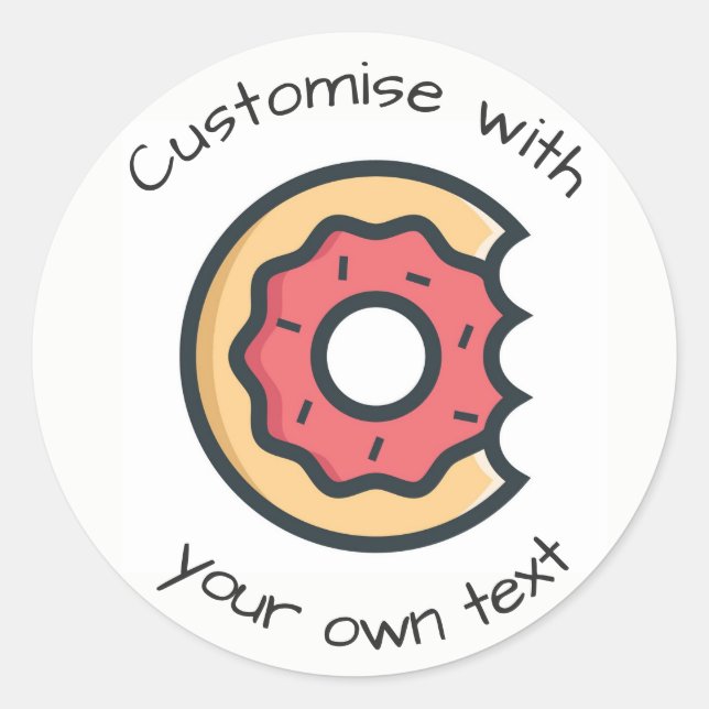 Custom Cute Pink Glazed Donut Classic Round Sticker (Front)