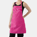 Custom cute pink &amp; white polka dot pattern cooking apron