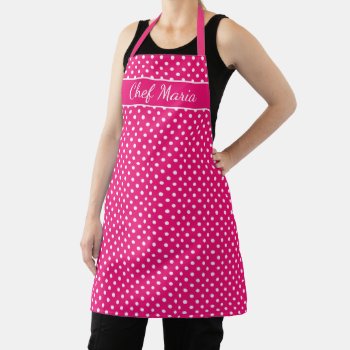 Custom Cute Pink & White Polka Dot Pattern Cooking Apron by backgroundpatterns at Zazzle