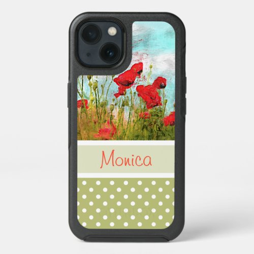 Custom Cute Poppy Flower Meadow Field Watercolor iPhone 13 Case