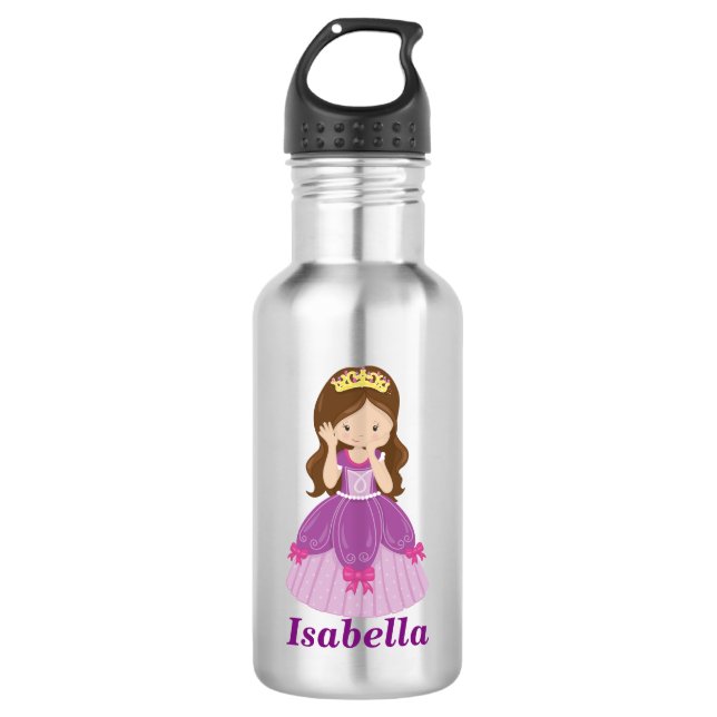 Custom Cute Princess Water Bottle, Stainless Steel Water Bottle (Front)