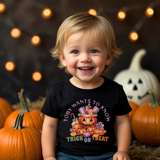 Custom Cute Pumpkin Fun Spooky Halloween Candy Toddler T-shirt (Creator Uploaded)